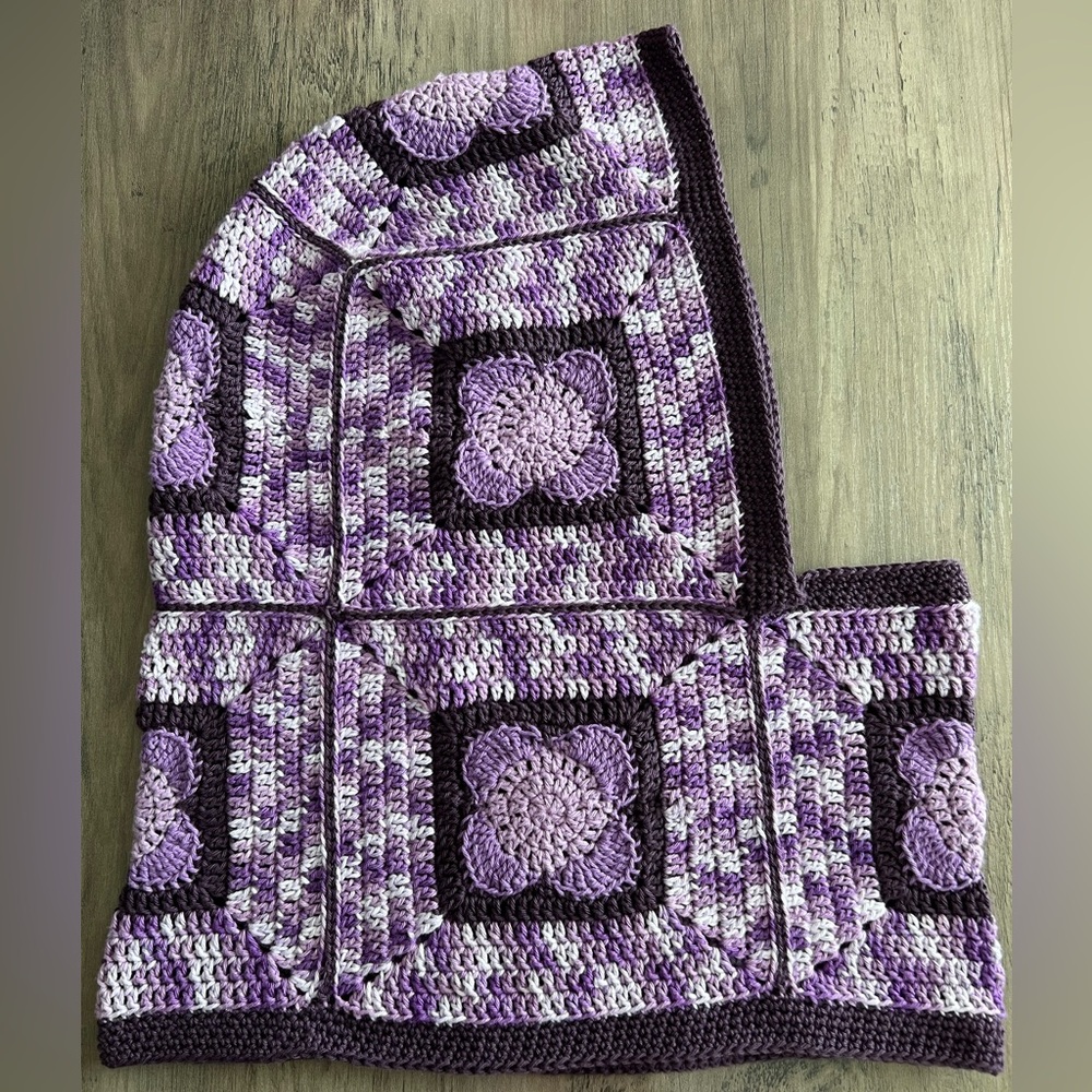 Cotton Handmade Crochet Flower Hood Cowl Balaclava